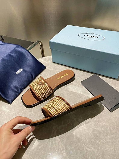 Женские шлёпанцы Prada Premium - Brown   