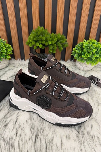 Комбинированные кроссовки Philipp Plein Predator - Brown   