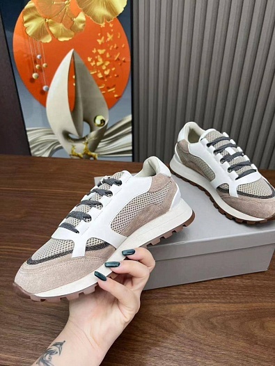 Женские комбинированные кроссовки Brunello Cucinelli   