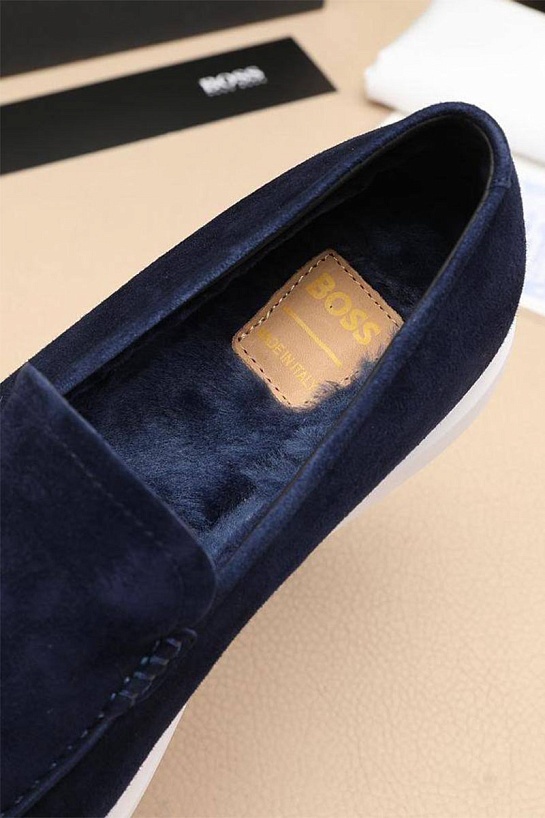 Замшевые лоферы с мехом Hugo Boss