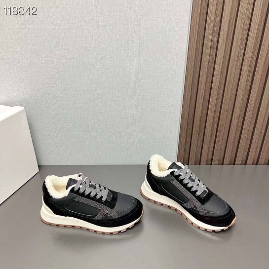 Женские замшевые кроссовки с мехом Brunello Cucinelli premium