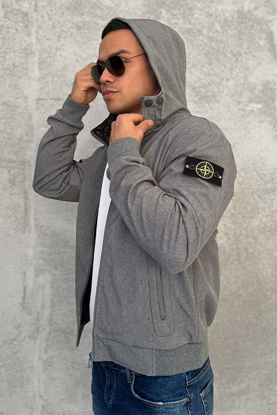 Мужская куртка серого цвета Stone Island compass-patch