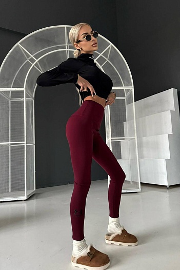 Женские бордовые леггинсы Balenciaga   