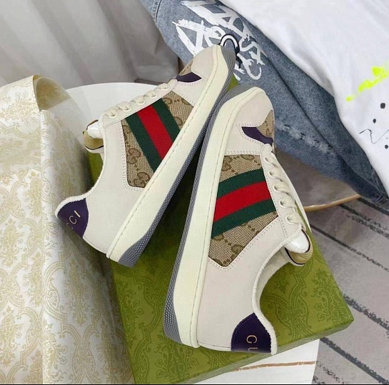 Кожаные кроссовки Gucci GG Screener - White
