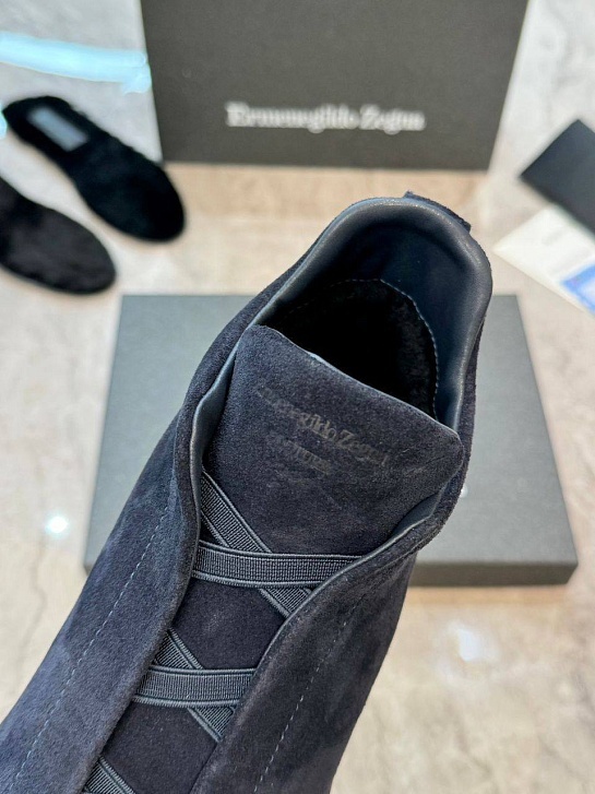 Кроссовки с мехом Ermenegildo Zegna Triple Stitch - Navy