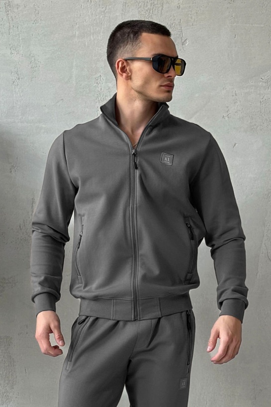 Кофта на молнии Armani Exchange logo-patch - Grey