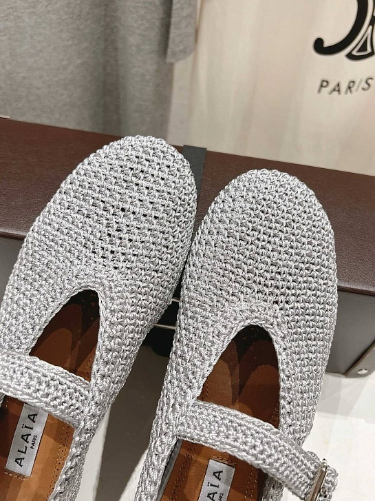 Женские плетёные балетки ALaia Premium - Grey