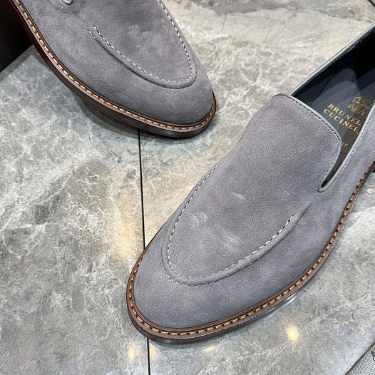 Замшевые лоферы Brunello Cucinelli - Grey   