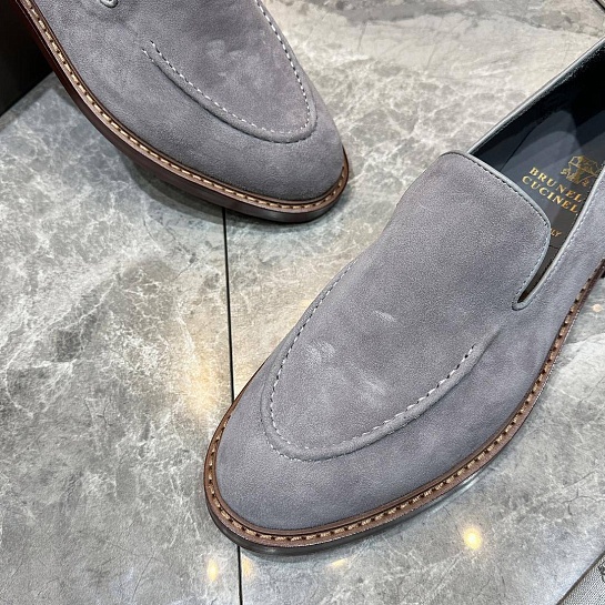 Замшевые лоферы Brunello Cucinelli - Grey