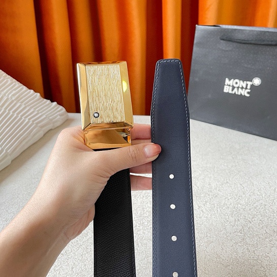 Двусторонний кожаный ремень Montblanc Premium (ширина 3.5 см)