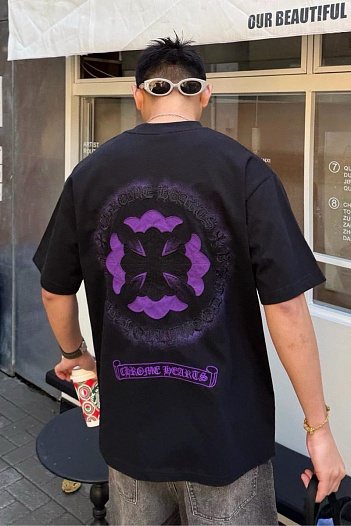 Чёрная оверсайз футболка Chrome Hearts Premium   