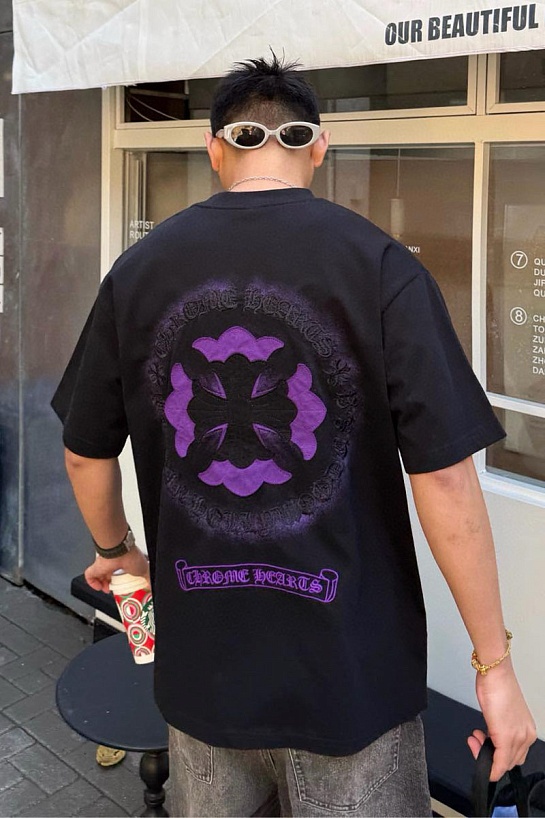Чёрная оверсайз футболка Chrome Hearts Premium
