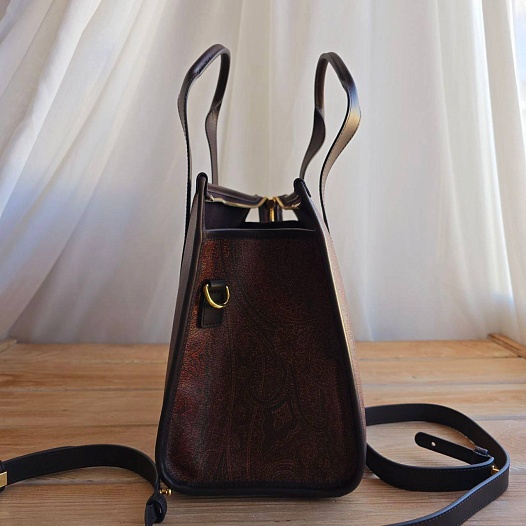Кожаная сумка Etro с узором пейсли 31x23 см   
