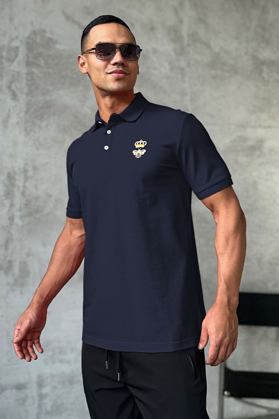 Классическое поло Dolce&Gabbana Bee & Crown - Navy