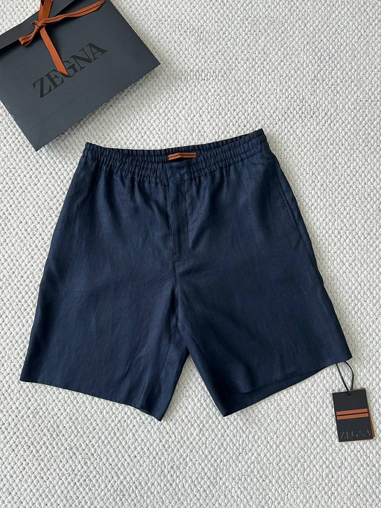 Льняные шорты тёмно-синего цвета Zegna premium