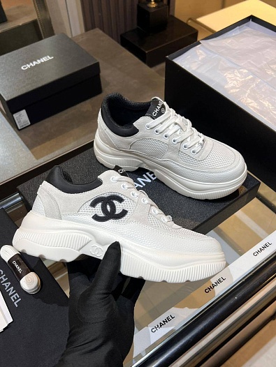 Белые женские кроссовки Chanel premium   