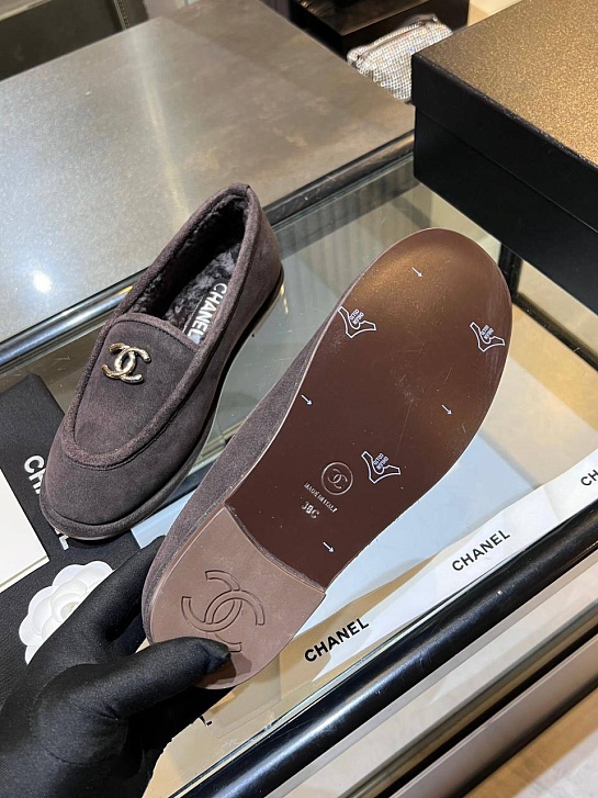Женские замшевые лоферы Chanel premium
