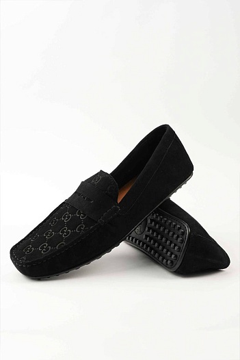 Мужские замшевые мокасины Gucci GG monogram   