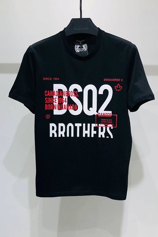 Мужская чёрная футболка Dsquared2 Brothers