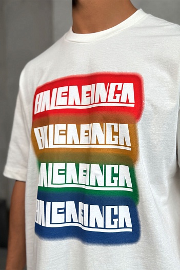 Белая оверсайз футболка Balenciaga logo print   
