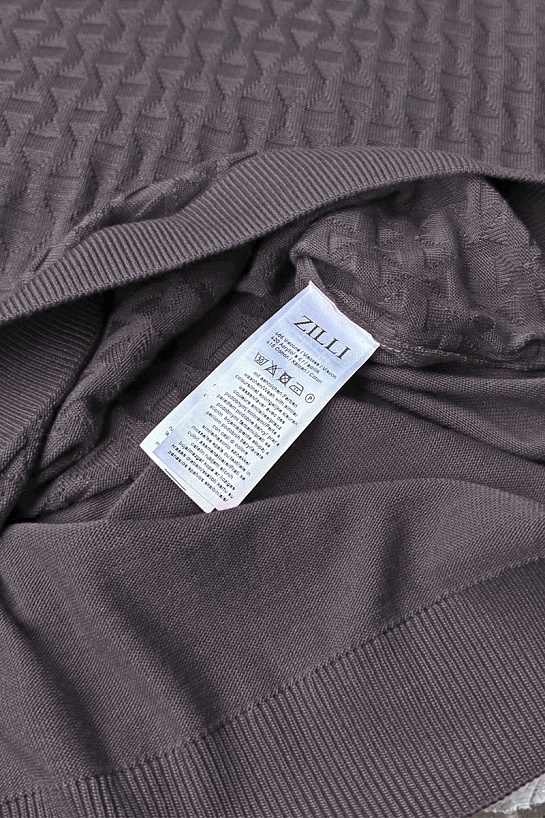 Мужское поло серо-коричневого цвета Zilli zip neck