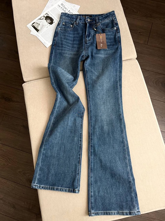 Синие женские джинсы клёш  Loro Piana premium