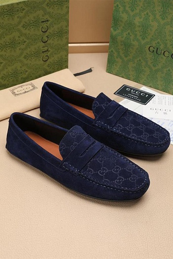 Мужские замшевые мокасины Gucci GG monogram   