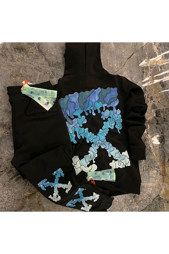 Мужская чёрная кофта Off-White Blue Marker