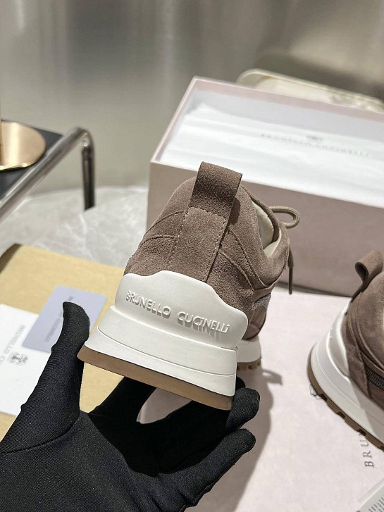 Женские замшевые кроссовки Brunello Cucinelli Monili Premium - Brown