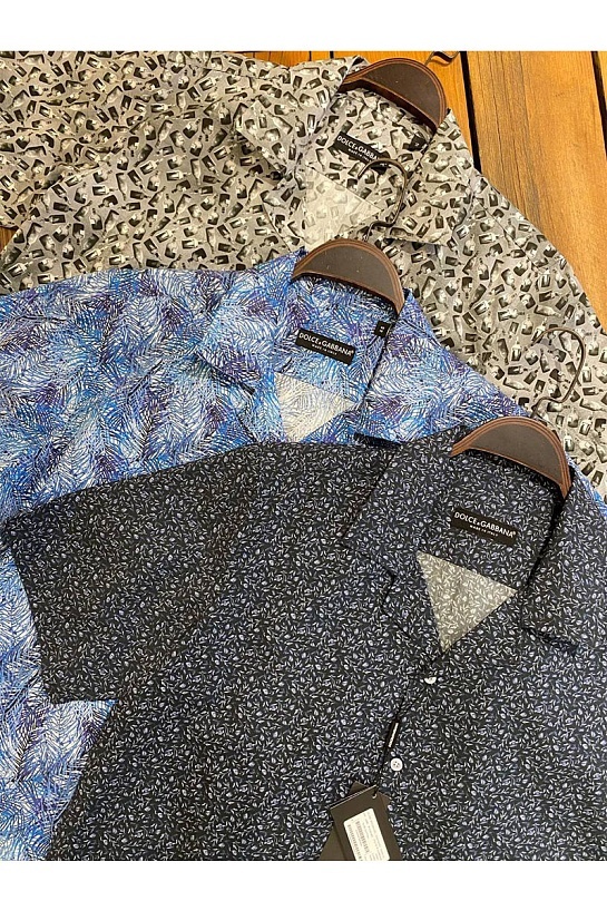 Мужская синяя рубашка Dolce & Gabbana floral-print