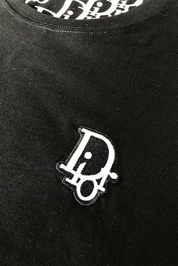 Чёрная мужская футболка Dior embroidered logo   