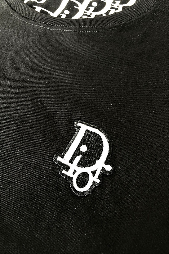 Чёрная мужская футболка Dior embroidered logo