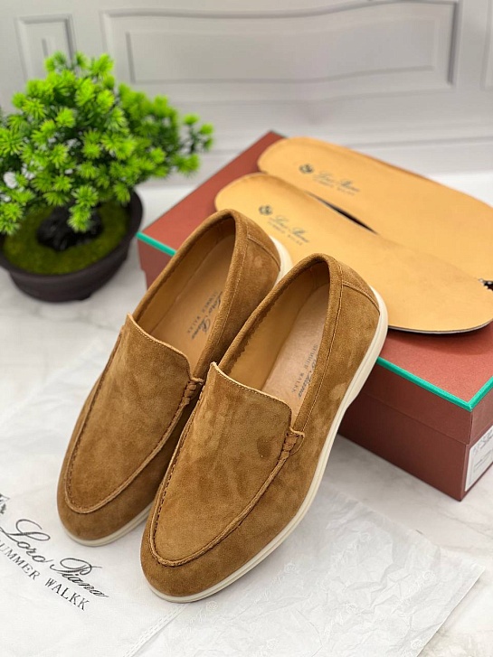 Замшевые лоферы Loro Piana Summer Walk - Beige