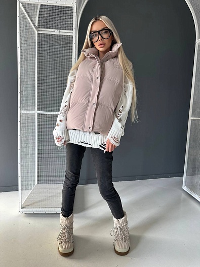 Женская бежевая жилетка MIU MIU   