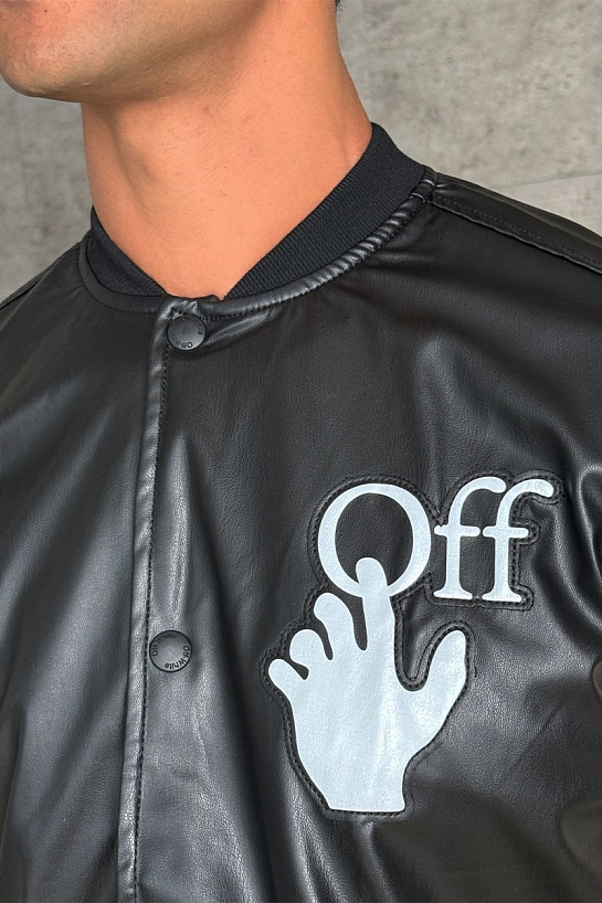Мужской чёрный бомбер Off-White Hands Off logo