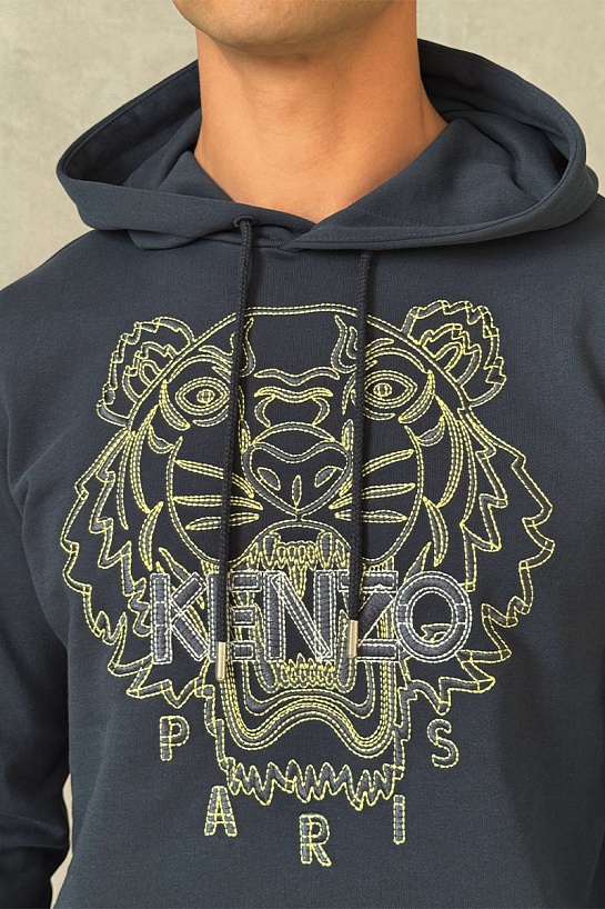 Тёмно-синее худи Kenzo Tiger Head embroidered