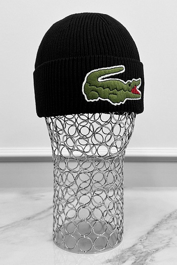 Шапка чёрного цвета Lacoste logo-embroidered   