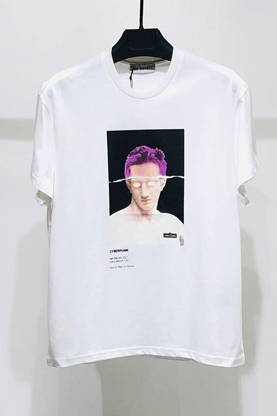 Белая оверсайз футболка Neil Barrett "Cyberpunk"