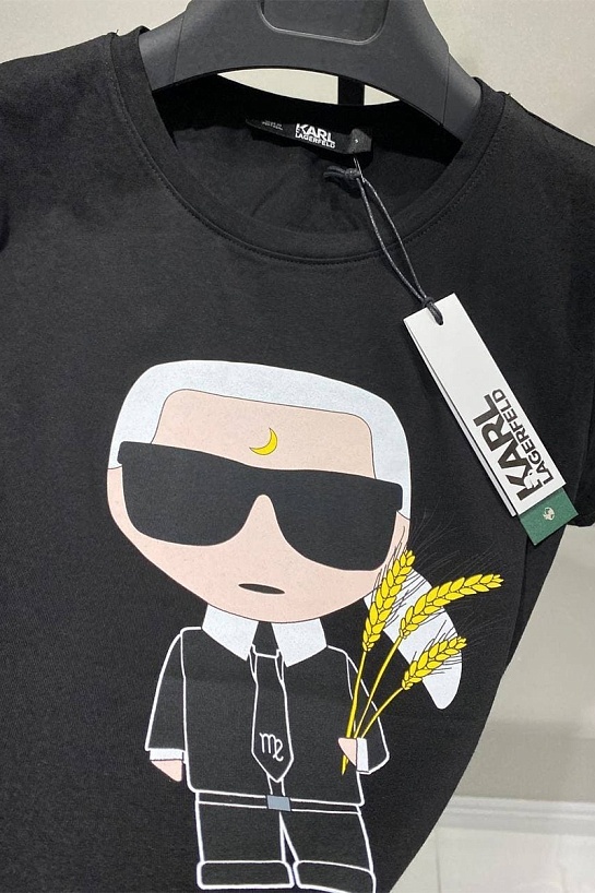 Женская чёрная футболка Karl Lagerfeld "Virgo"