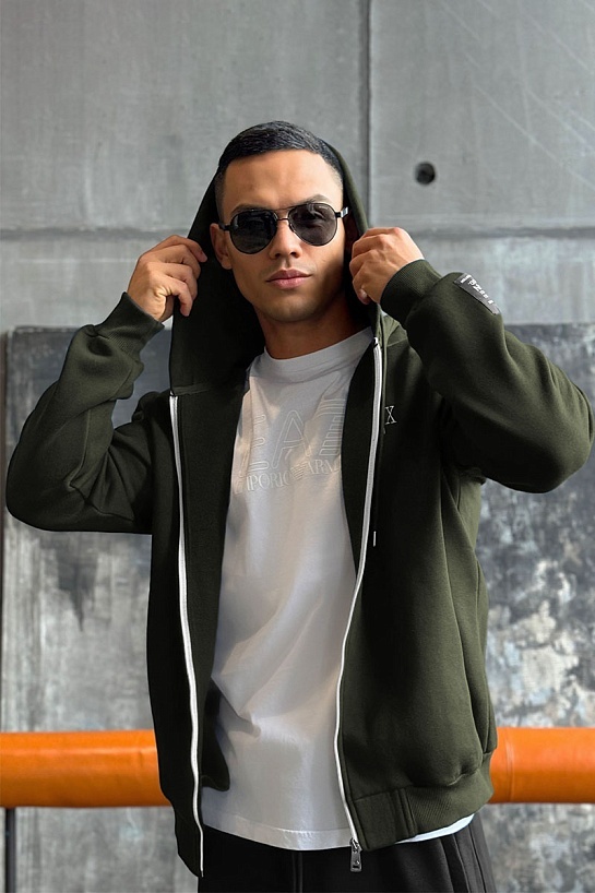 Утеплённая кофта на флисе Armani Exchange - Green