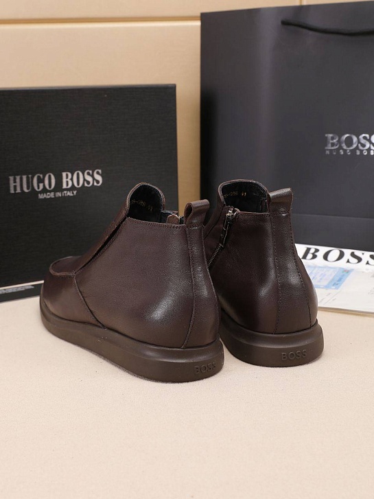 Кожаные лоферы с мехом Hugo Boss high-top - Brown