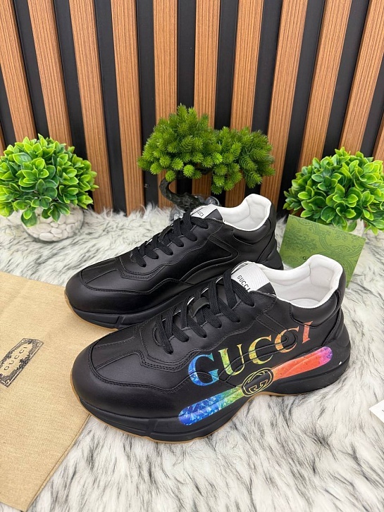 Кожаные кроссовки Gucci GG Rhyton - Black