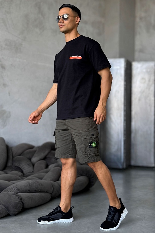 Чёрная оверсайз футболка Heron Preston Collaboration