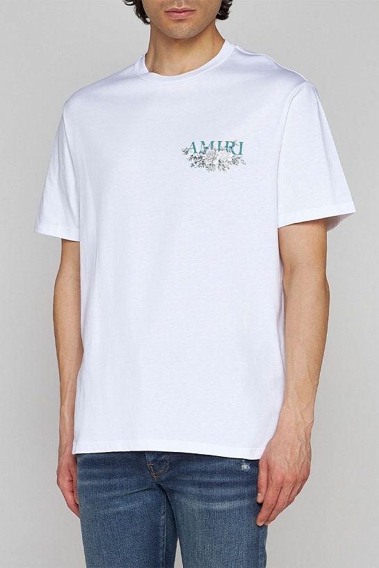 Мужская белая футболка Amiri Floral