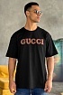 Брендовая оверсайз футболка Gucci чёрного цвета