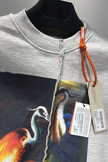 Серый оверсайз свитшот Heron Preston Split Light Herons   