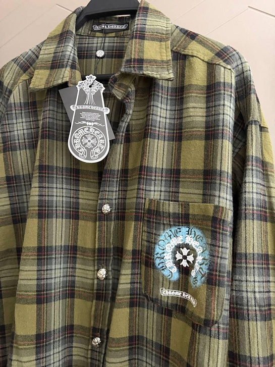 Женская оверсайз рубашка в клетку Chrome Hearts premium