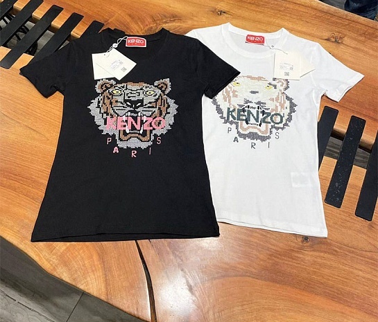 Женская чёрная футболка Kenzo "Tiger"