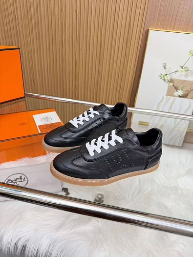 Женские кожаные кроссовки Hermes Match   