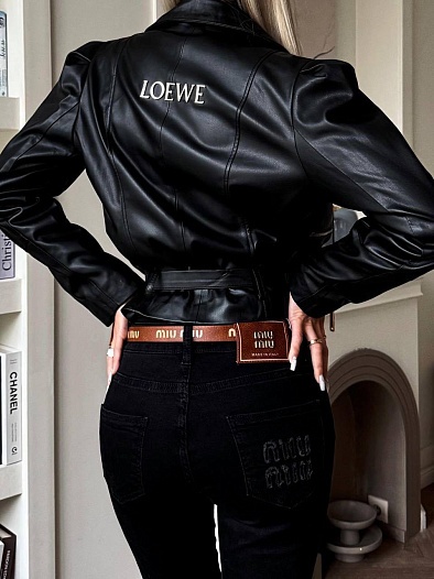 Женская кожаная куртка Loewe premium - Black   